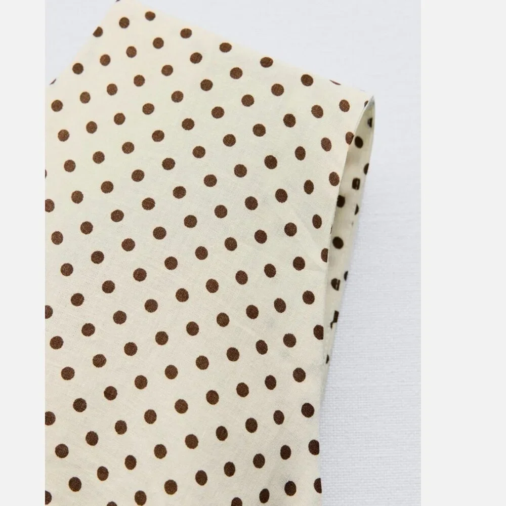 Zara Women Linen Blend Polka Dot Midi Dress Beige/Ecru Size M NEW WITH TAG! - Picture 7 of 7